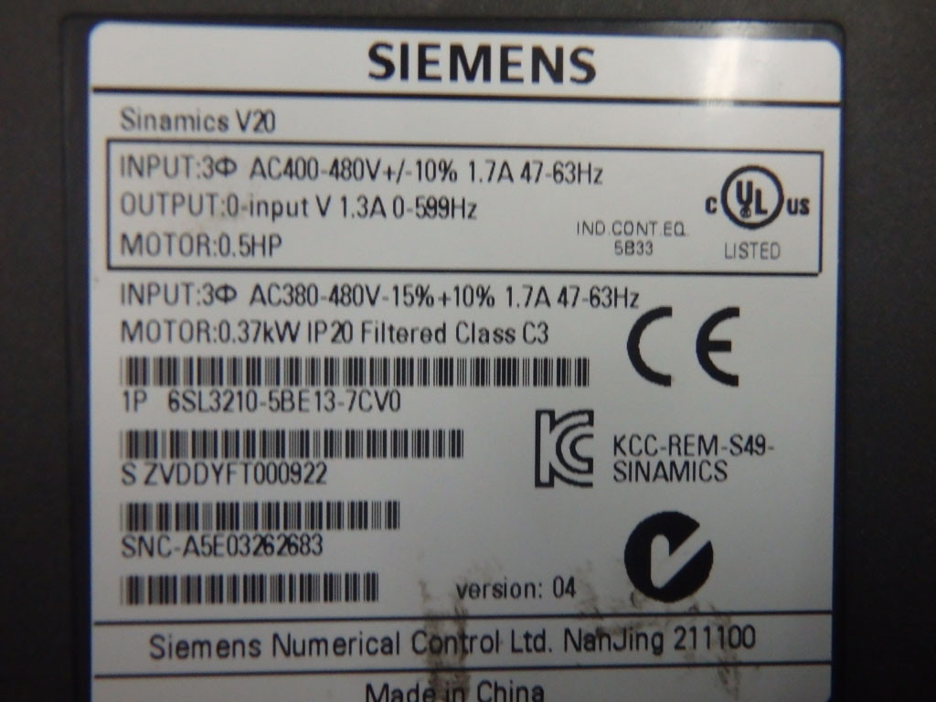 SIEMENS 6SL3210-5BE13-7CV0