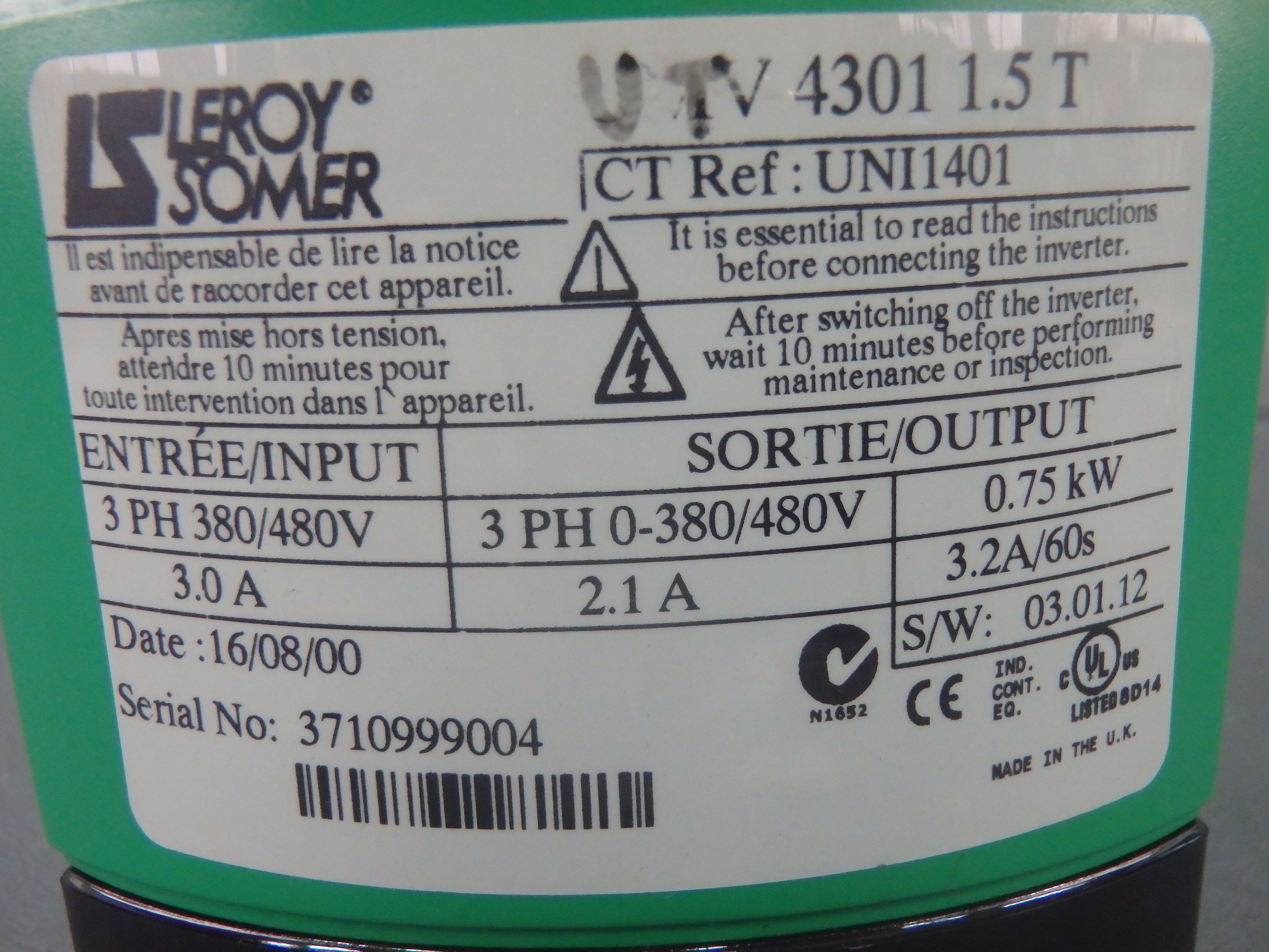 LEROY SOMER  UMV43011.5T
