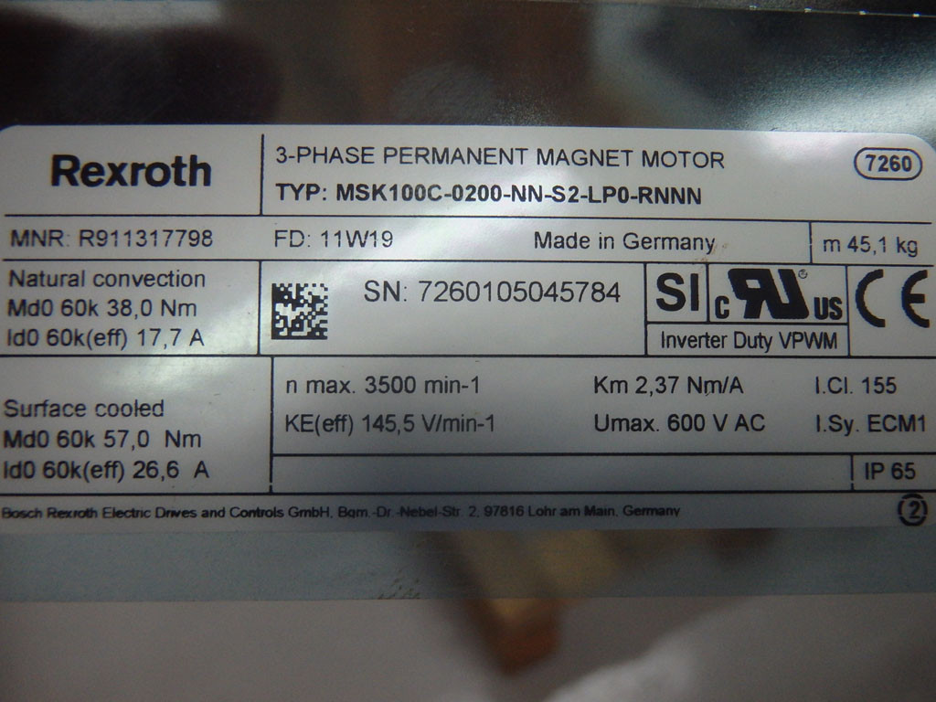 REXROTH MSK100C-0200-NN-S2-LP0-RNNN