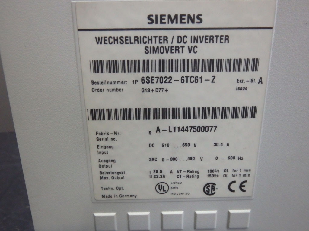 SIEMENS 6SE7022-6TC61