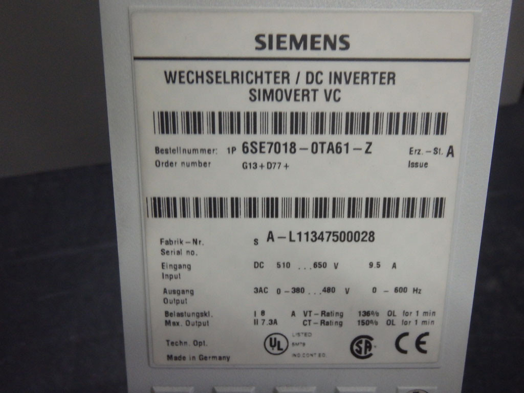 SIEMENS 6SE7018-0TA61