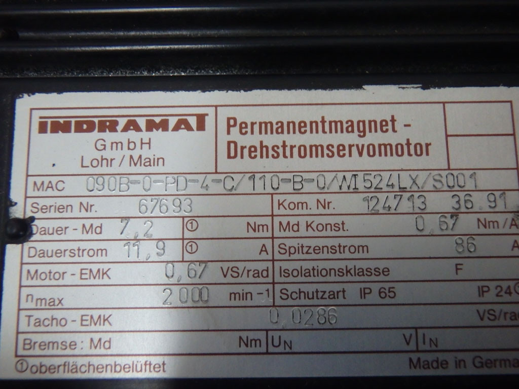 INDRAMAT MAC090B-0-PD-4-C/110-B-0/WI524LX/S001