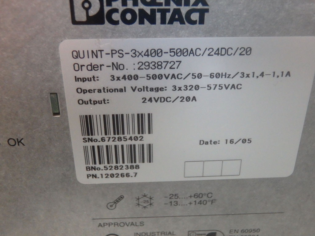 PHOENIX CONTACT QUINT-PS-3X400-500AC/24DC/20