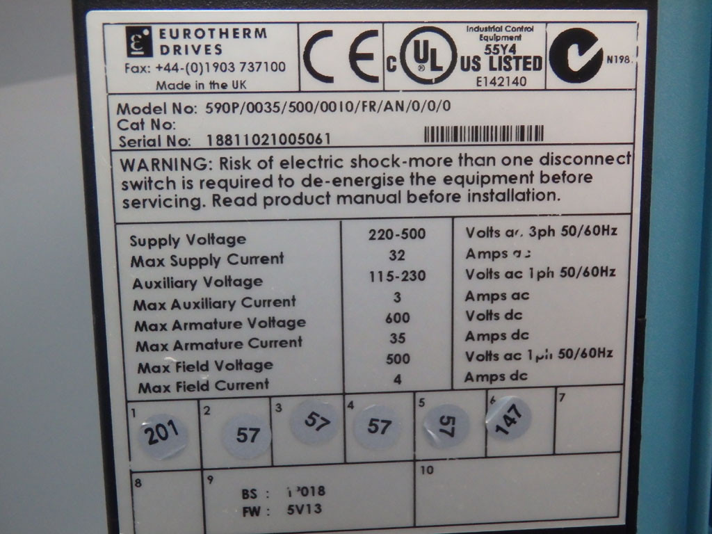 EUROTHERM DRIVES 590P/0035/500/0010/FR/AN/0/0/0