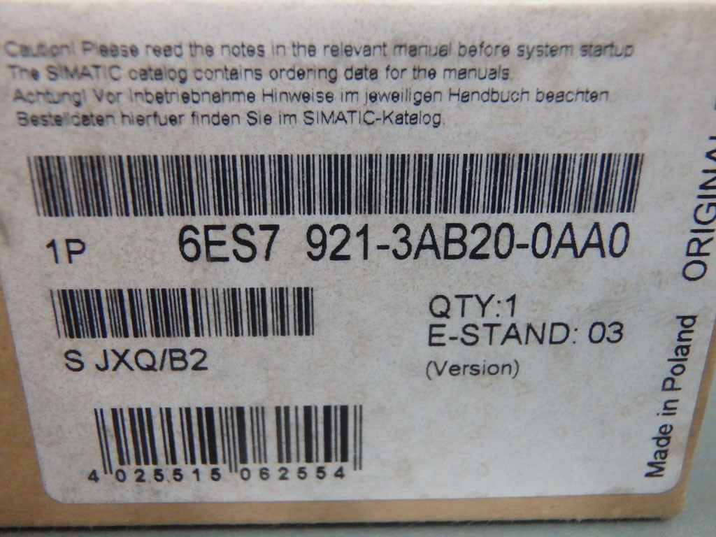 SIEMENS 6ES7921-3AB20-0AA0