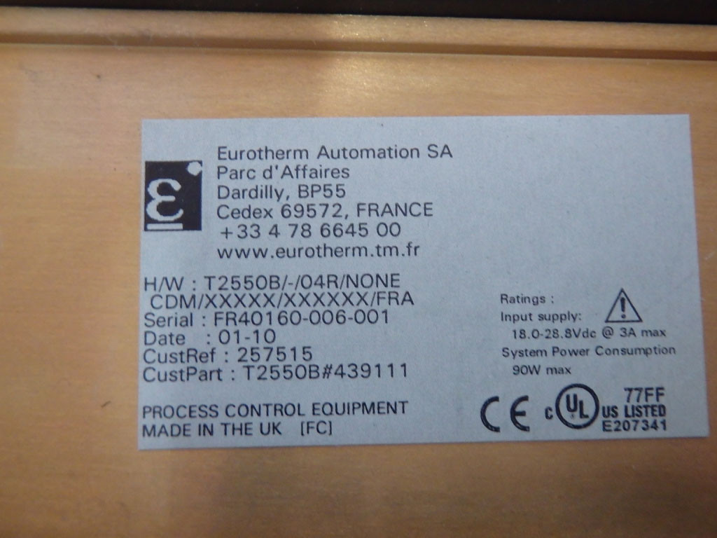 EUROTHERM T2550B/-/04R/NONECDM/XXXXX/XXXXXX/FRA