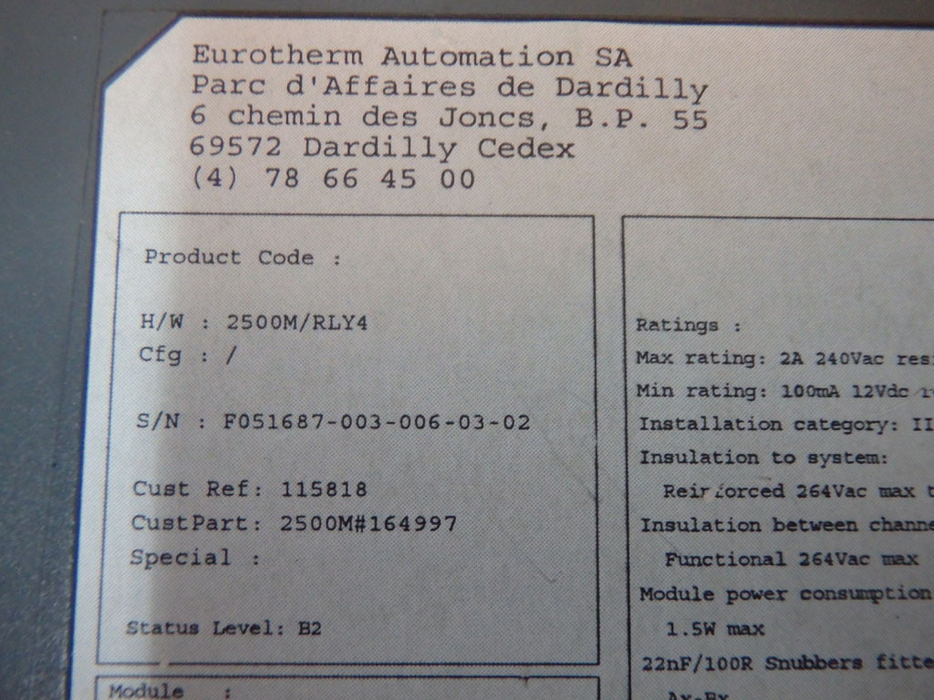 EUROTHERM 2500M/RLY4