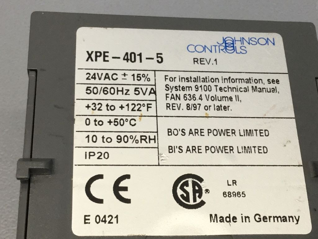 JOHNSON CONTROLS XPE-401-5